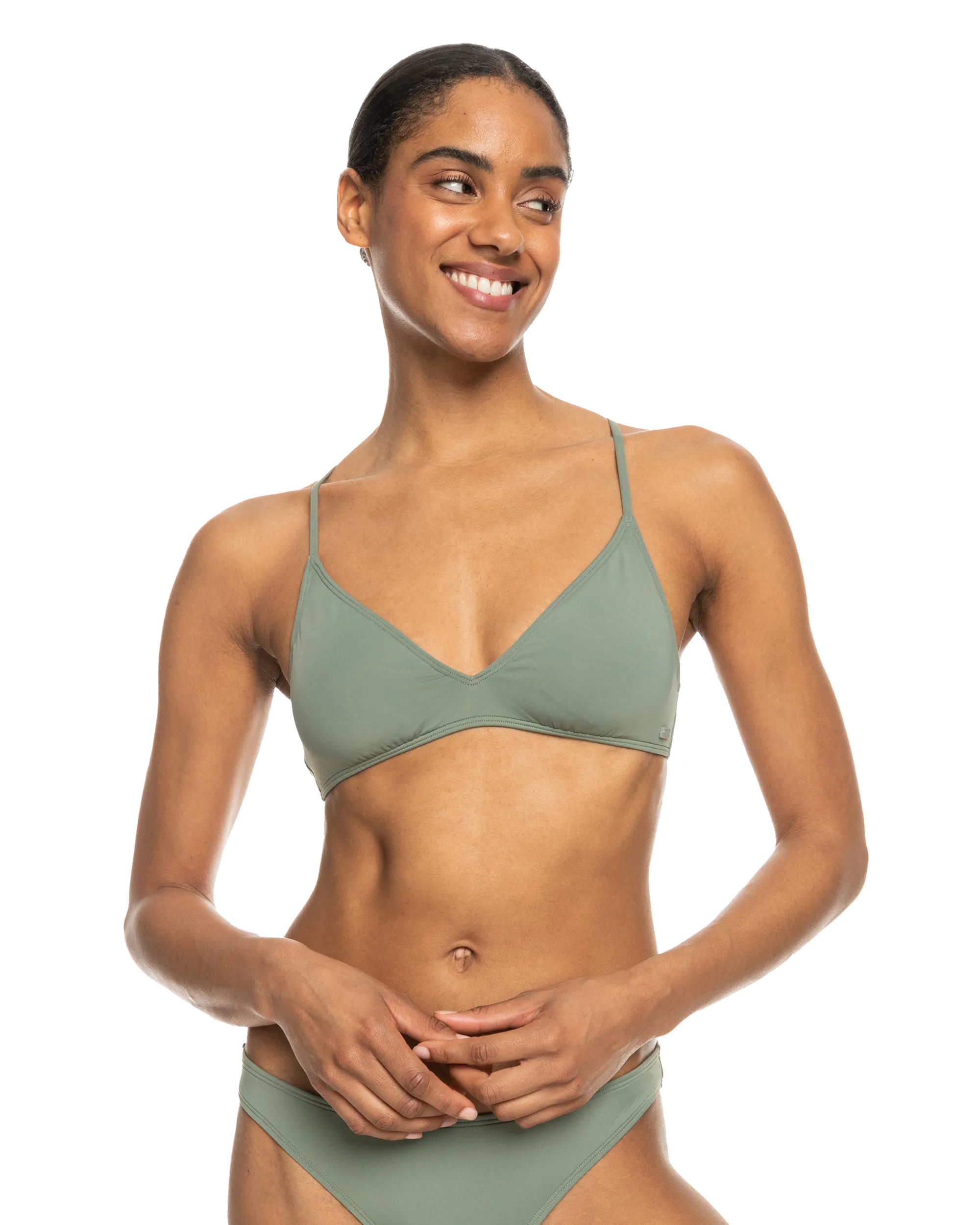 Beach Classics Triangle Bikini Top in Agave Green