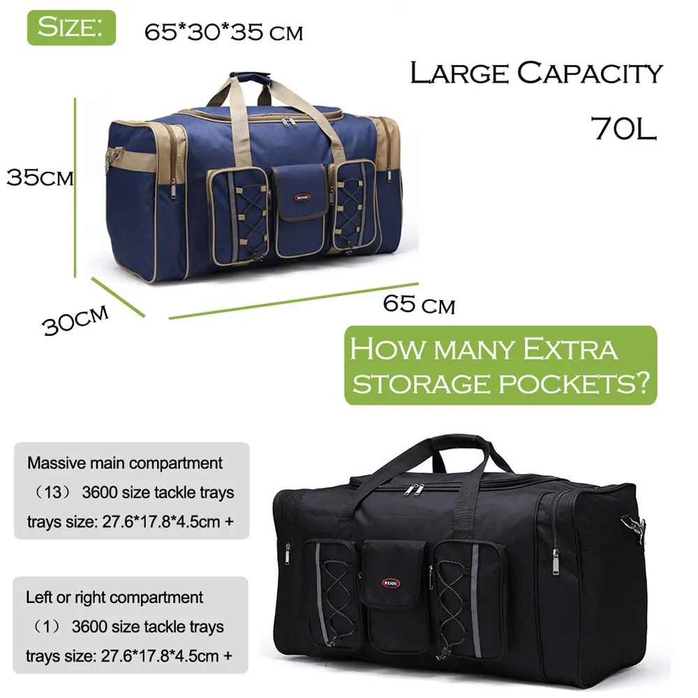 Fishing Bag Large Capacity 70L Multifunctional Reel Bag Backpack Outdoor Fishing Tackle Bag Lure Trays Boxes 65*30*35 cm
