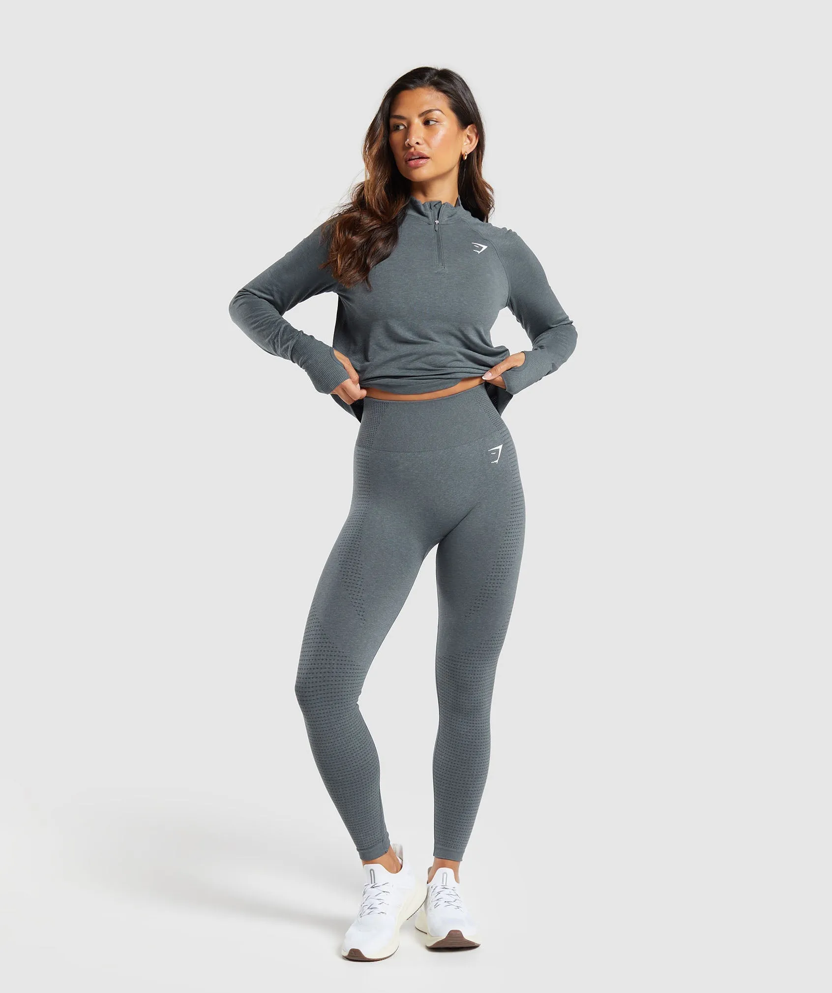 Gymshark Vital Seamless 1/4 Zip Pullover - Strong Grey/ Marl