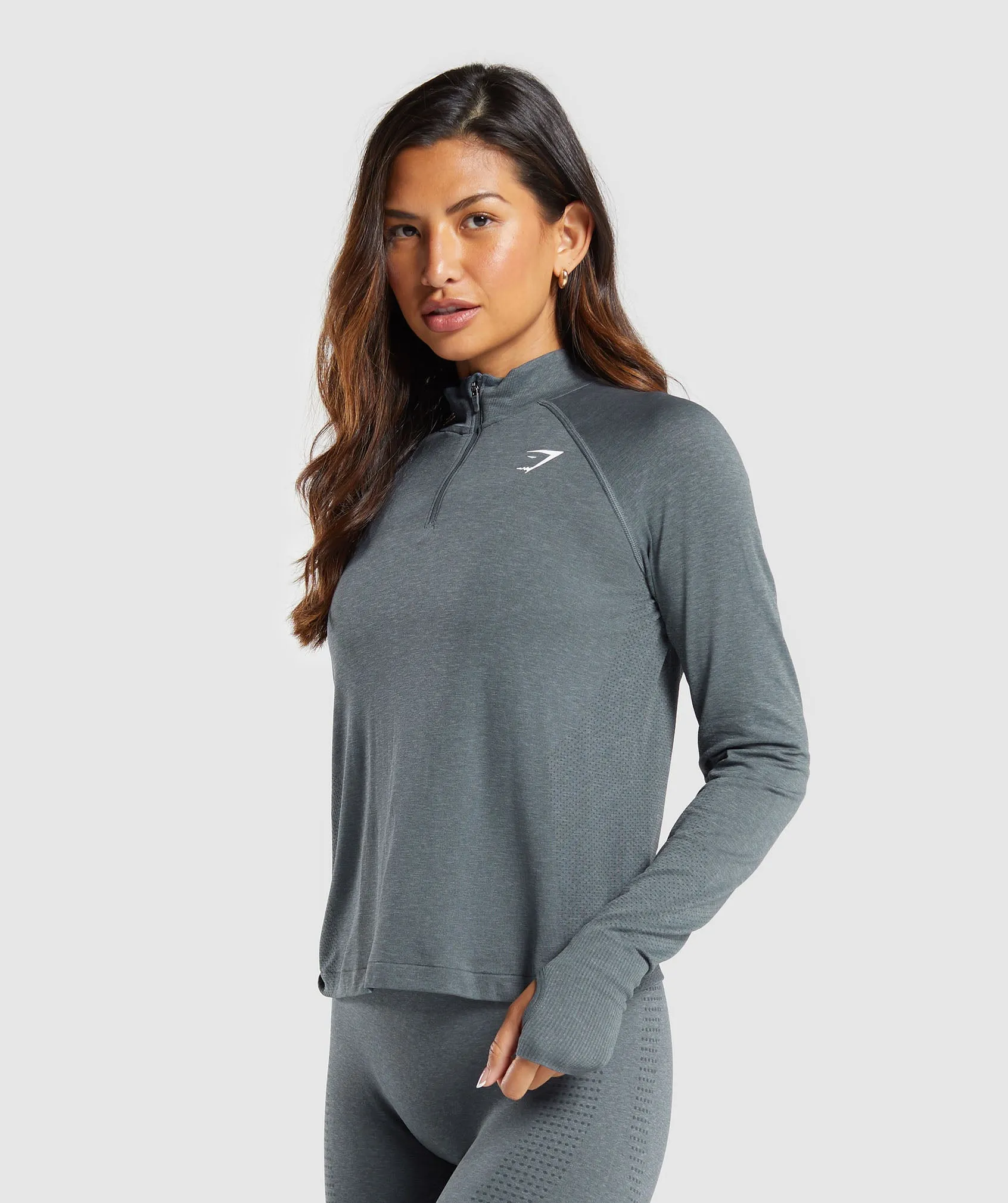 Gymshark Vital Seamless 1/4 Zip Pullover - Strong Grey/ Marl