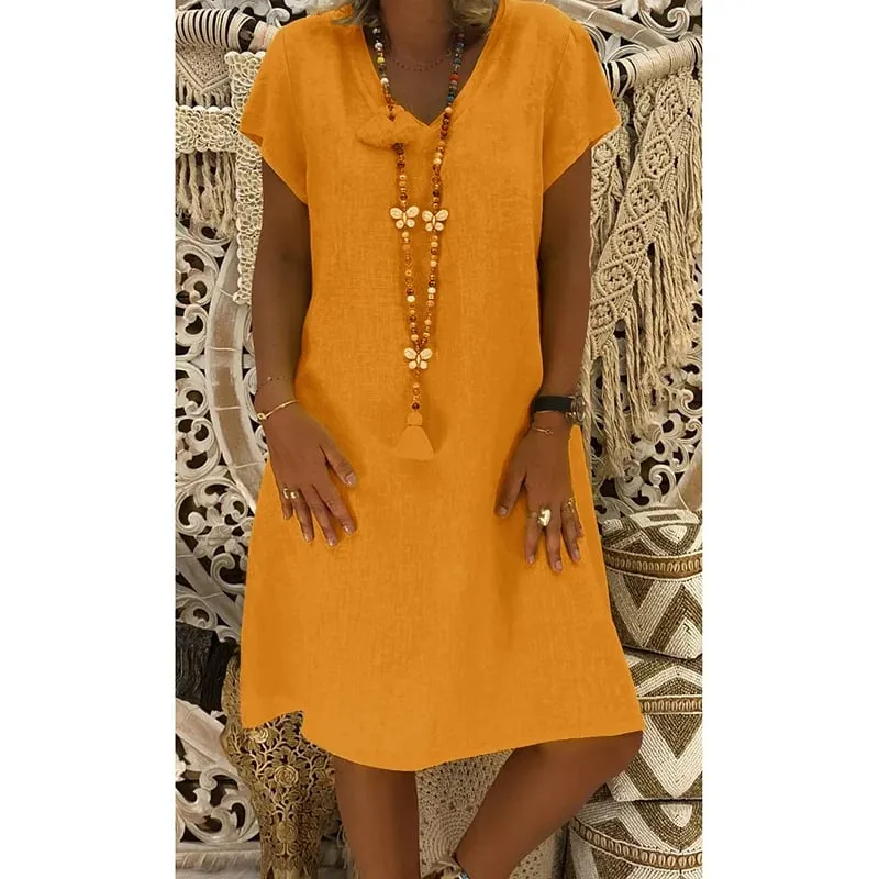 Hot Sale 49% OFFCasual V Neck Midi Dress