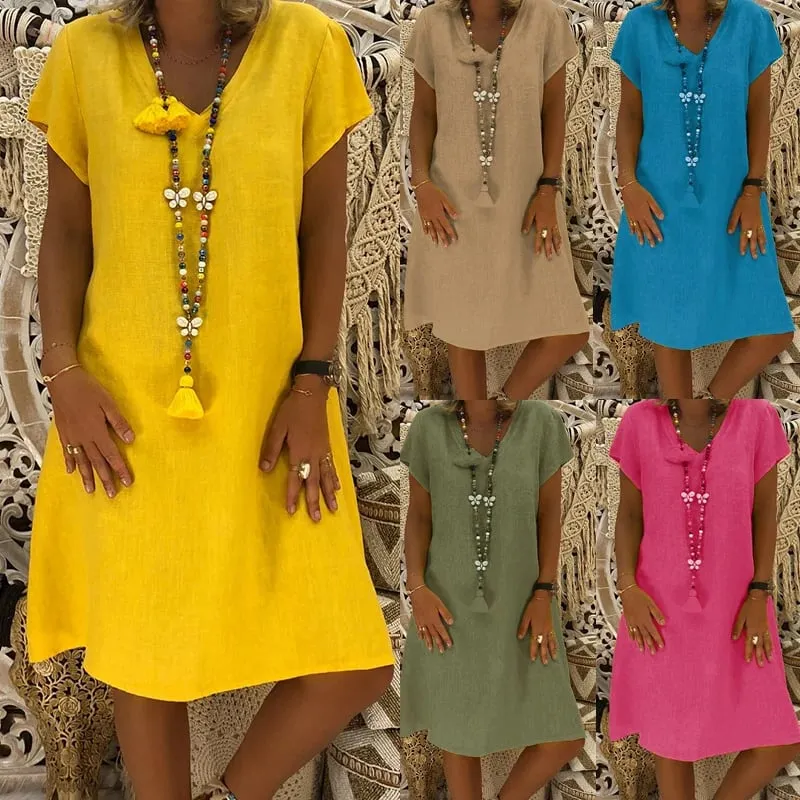 Hot Sale 49% OFFCasual V Neck Midi Dress