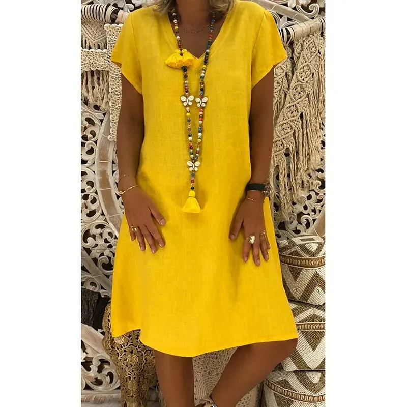 Hot Sale 49% OFFCasual V Neck Midi Dress