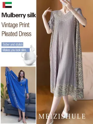 Hot Sale 58% OFFMiyake Vintage Print Pleated Dress