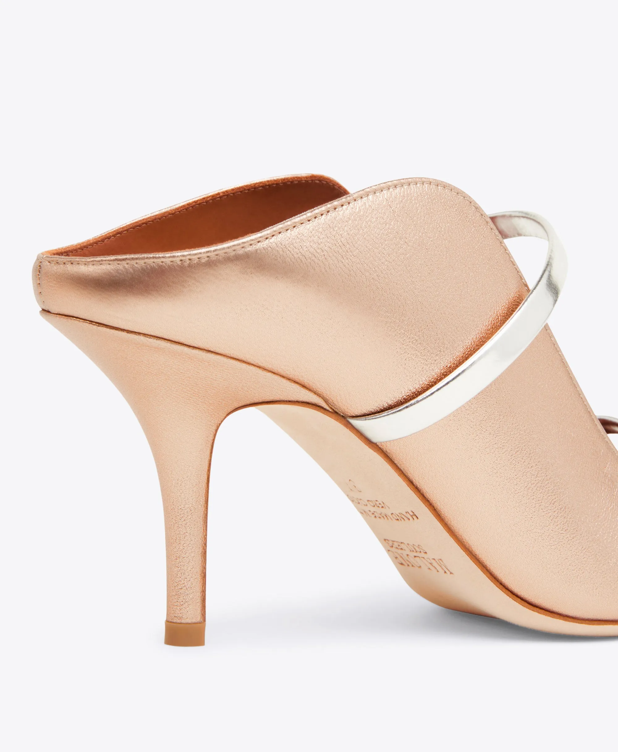 Maureen 70 Gold & Silver Leather Mules