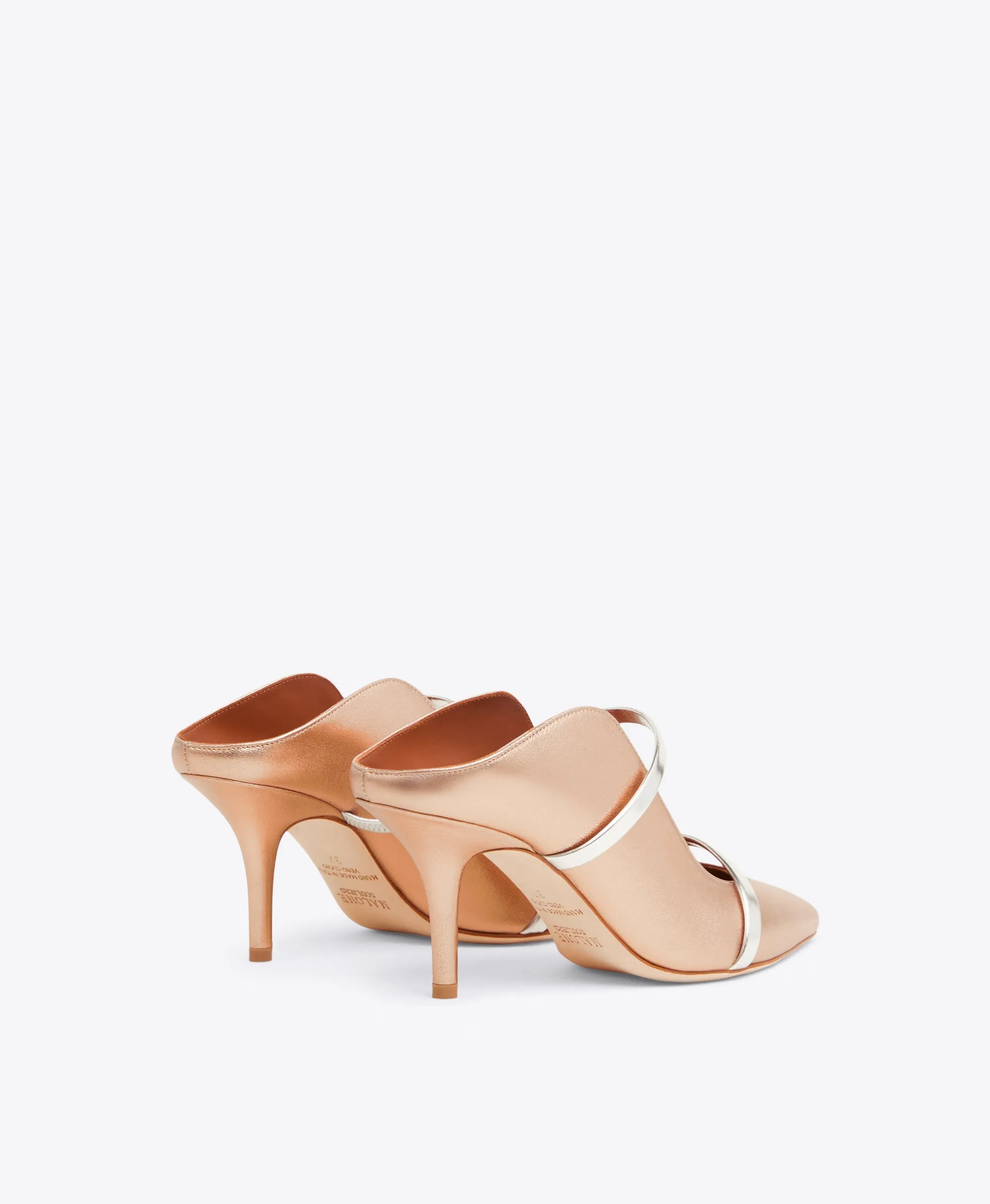 Maureen 70 Gold & Silver Leather Mules