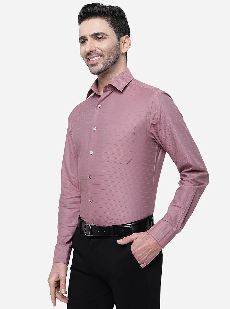 Pink Striped Slim Fit Formal Shirt | JadeBlue
