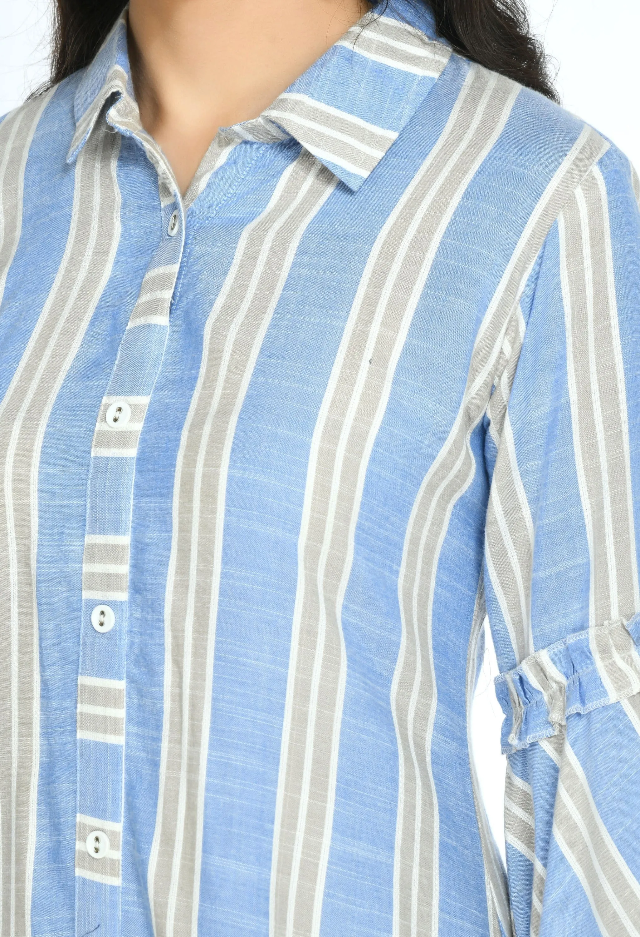 Plus Size Blue Striped A line Dress