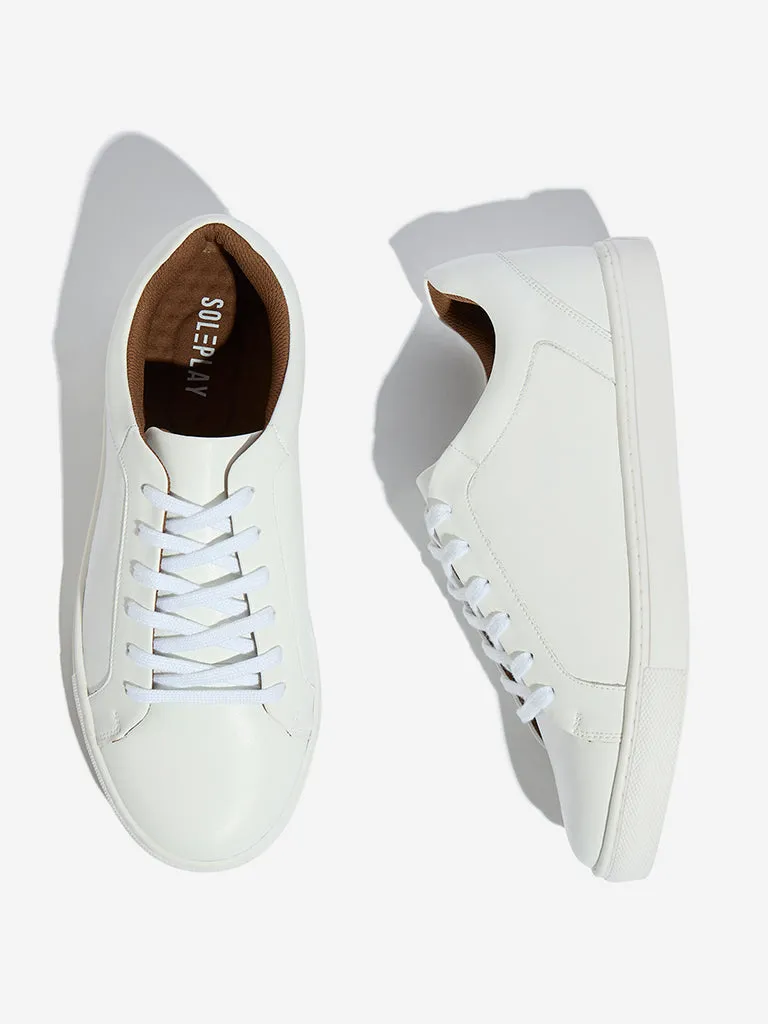 SOLEPLAY White Genuine Leather Lace-Up Sneakers
