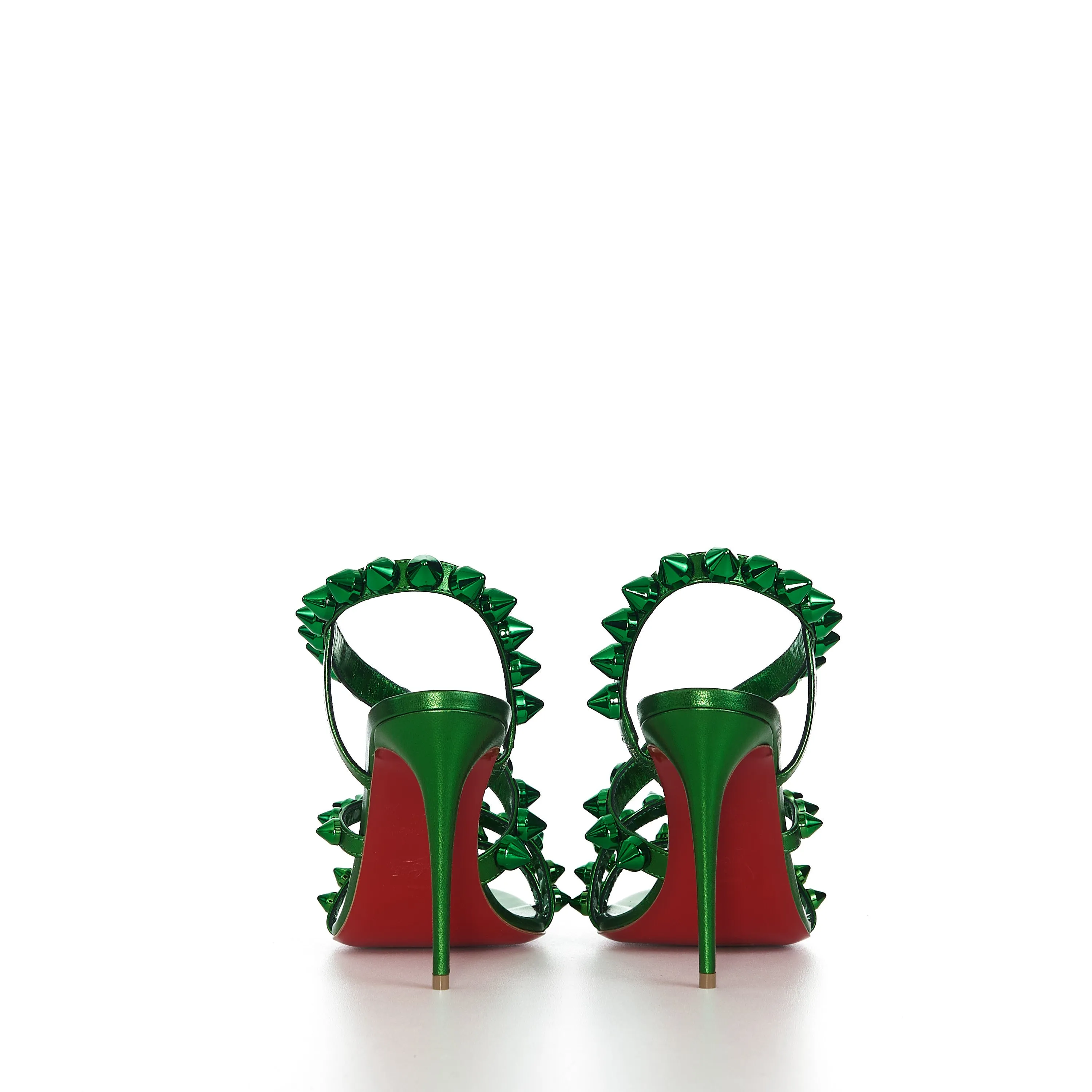 Spikita Strap 100 In Spinach Green Leather With Signature Spikes