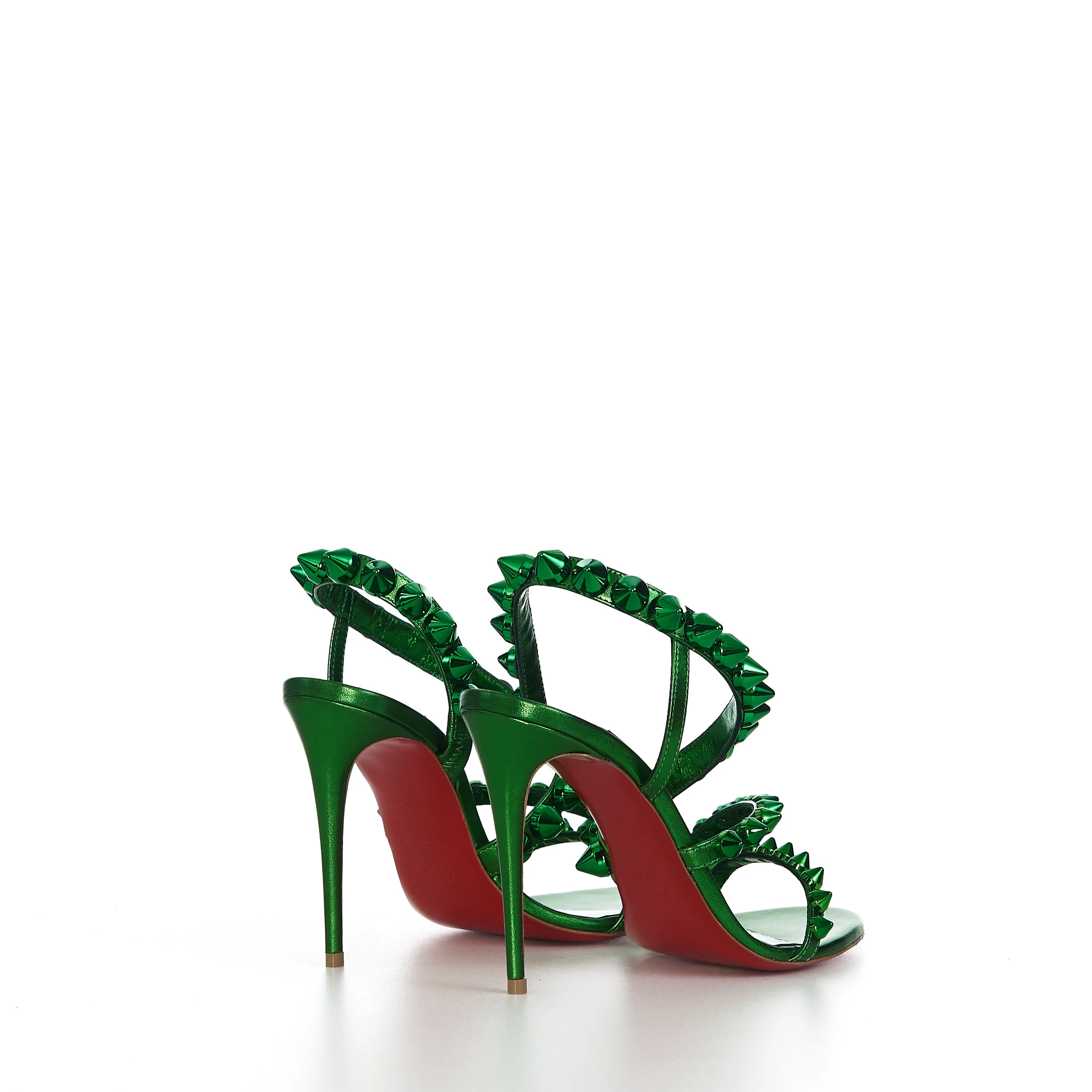 Spikita Strap 100 In Spinach Green Leather With Signature Spikes