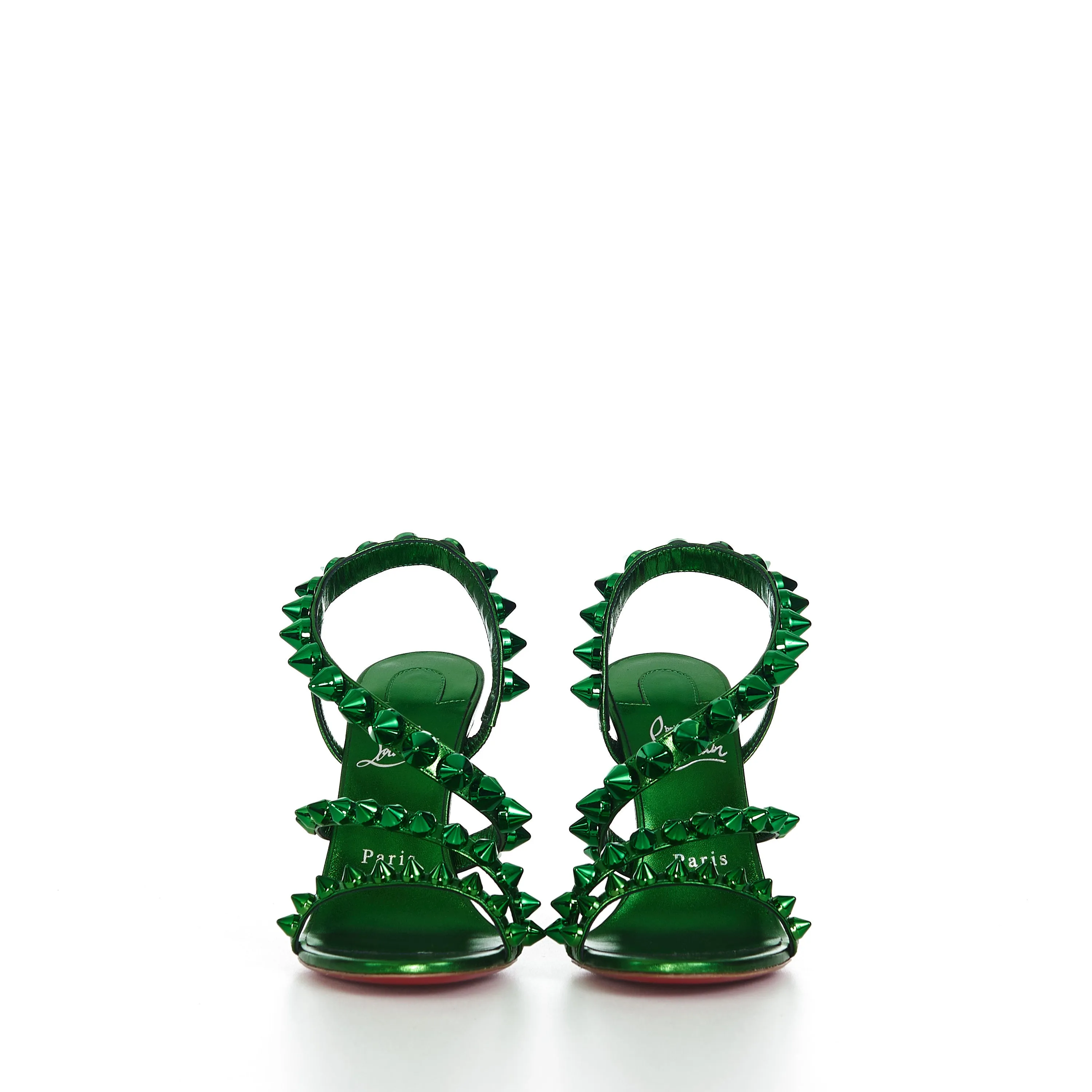Spikita Strap 100 In Spinach Green Leather With Signature Spikes