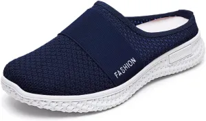Womens Mesh Mules Slip On Shoes Light Open Back Shoes Comfort Walking Shoes Lightweight Breathable Gardening Clog Water Shoes Casual Slipper Beach Sandals Closed Toe Slides